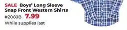Runnings Boys' Long Sleeve Snap Front Western Shirts offer