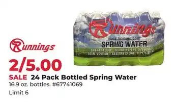 Runnings Runnings 24 Pack Bottled Spring Water offer