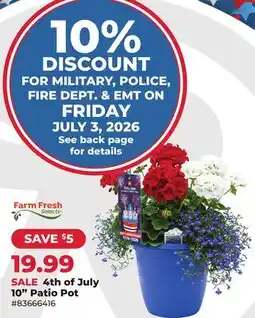 Runnings Farm Fresh Selects 4th of July 10 Patio Pot offer