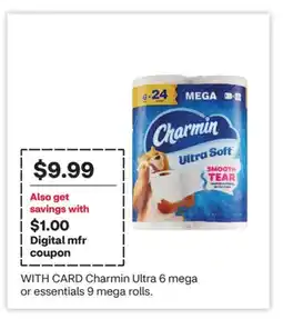 CVS Charmin Ultra 6 mega or essentials 9 mega rolls offer
