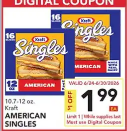 Pete's Fresh Market 10.7-12 oz. Kraft AMERICAN SINGLES offer