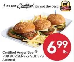 Pete's Fresh Market Certified Angus Beef PUB BURGERS or SLIDERS offer