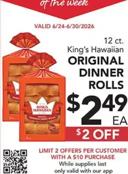 Pete's Fresh Market King's Hawaiian ORIGINAL DINNER ROLLS offer