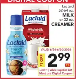 Pete's Fresh Market Lactaid 52-64 oz. MILK or 32 oz. CREAMER offer