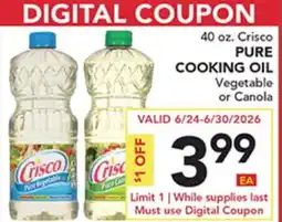 Pete's Fresh Market 40 oz. Crisco PURE COOKING OIL offer