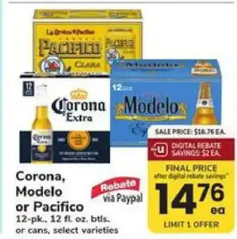 Safeway Corona, Modelo or Pacifico offer