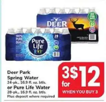 Safeway Deer Park Spring Water or Pure Life Water offer