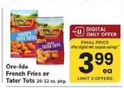 Safeway Ore-Ida French Fries or Tater Tots offer