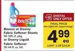 Safeway Bounce or Downy Fabric Softener offer
