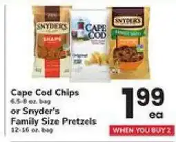 Safeway Cape Cod Chips or Snyder's Family Size Pretzels offer