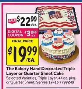 The Bakery Hand Decorated Triple Layer or Quarter Sheet Cake