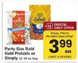Safeway Party Size Rold Gold Pretzels or Simply offer