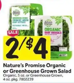 Stop&Shop Nature's Promise Organic or Greenhouse Grown Salad offer