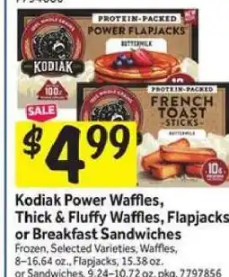 Stop&Shop Kodiak Power Waffles, Thick & Fluffy Waffles, Flapjacks or Breakfast Sandwiches offer