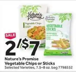 Stop&Shop Nature's Promise Vegetable Chips or Sticks offer