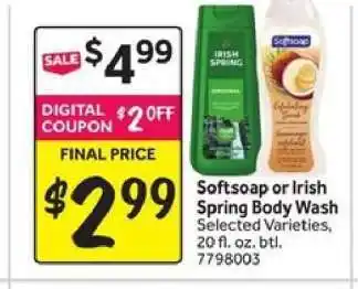 Stop&Shop Softsoap or Irish Spring Body Wash offer