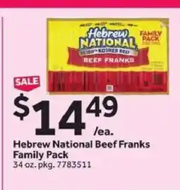 Stop&Shop Hebrew National Beef Franks Family Pack offer