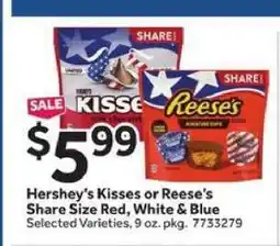 Stop&Shop Hershey's Kisses or Reese's Share Size Red, White & Blue offer
