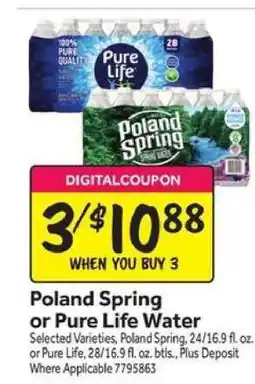 Stop&Shop Poland Spring or Pure Life Water offer