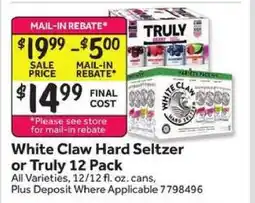 Stop&Shop White Claw Hard Seltzer or Truly 12 Pack offer