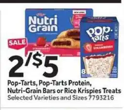 Stop&Shop Pop-Tarts, Pop-Tarts Protein, Nutri-Grain Bars or Rice Krispies Treats offer