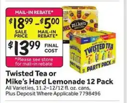Stop&Shop Twisted Tea or Mike's Hard Lemonade 12 Pack offer