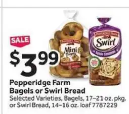 Stop&Shop Pepperidge Farm Bagels or Swirl Bread offer