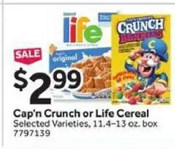 Stop&Shop Cap'n Crunch or Life Cereal offer