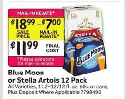 Stop&Shop Blue Moon or Stella Artois 12 Pack offer