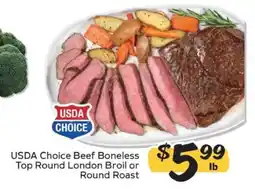 Winn Dixie USDA Choice Beef Boneless Top Round London Broil or Round Roast offer