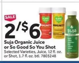 Stop&Shop Suja Organic Juice or So Good So You Shot offer