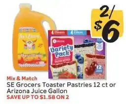 Winn Dixie SE Grocers Toaster Pastries 12 ct or Arizona Juice Gallon offer
