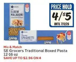 Winn Dixie SE Grocers Traditional Boxed Pasta offer