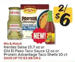 Winn Dixie Herdez Salsa or Old El Paso Taco Sauce or Protein Advantage Taco Shells offer