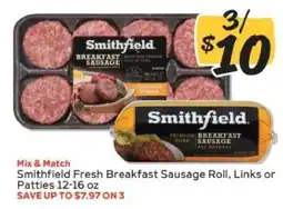 Winn Dixie Smithfield Fresh Breakfast Sausage Roll, Links or Patties offer