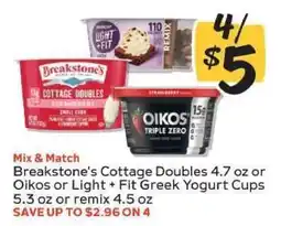 Winn Dixie Breakstone's Cottage Doubles or Oikos or Light + Fit Greek Yogurt Cups offer