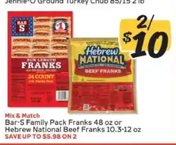 Winn Dixie Bar-S Family Pack Franks or Hebrew National Beef Franks offer