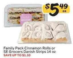 Winn Dixie Family Pack Cinnamon Rolls or SE Grocers Danish Strips offer