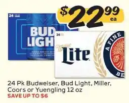 Winn Dixie 24 Pk Budweiser, Bud Light, Miller, Coors or Yuengling 12 oz offer