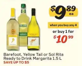 Winn Dixie Barefoot, Yellow Tail or Sol Rita Ready to Drink Margarita 1.5 L offer