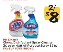 Winn Dixie Clorox Disinfectant Spray Cleaner or 409 All Purpose Spray offer