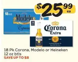 Winn Dixie 18 Pk Corona, Modelo or Heineken offer