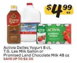 Winn Dixie Activia Dailies Yogurt 8 ct, T.G. Lee Milk Gallon or Promised Land Chocolate Milk 48 oz offer