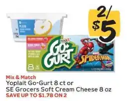 Winn Dixie Yoplait Go-Gurt 8 ct or SE Grocers Soft Cream Cheese 8 oz offer