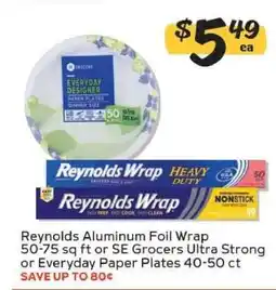 Winn Dixie Reynolds Aluminum Foil Wrap or SE Grocers Ultra Strong or Everyday Paper Plates offer