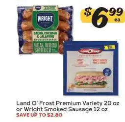 Winn Dixie Land O' Frost Premium Variety or Wright Smoked Sausage offer