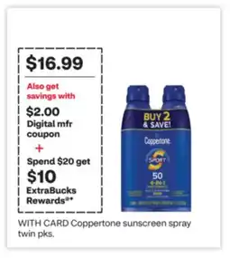 CVS Coppertone sunscreen spray twin pks offer