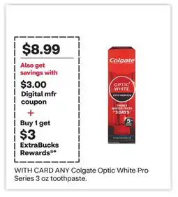 CVS ANY Colgate Optic White Pro Series 3 oz toothpaste offer