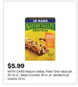CVS Nature Valley, Fiber One value pk. 10-12 ct., Betty Crocker 16 ct. or Jamba fruit snacks 14 ct offer
