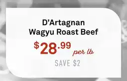 Standard Market D'Artagnan Wagyu Roast Beef offer